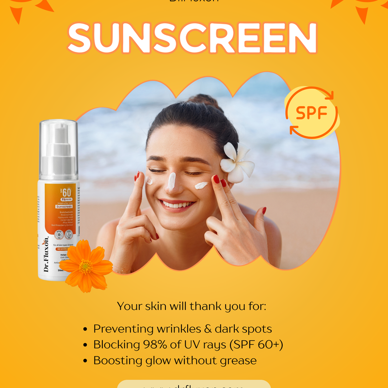 Dr. Fluxon SPF 60 PA++++ Sunscreen Moisturizer - No White Cast, Lightweight & Hydrating with Hyaluronic Acid & Ceramides (50ml)