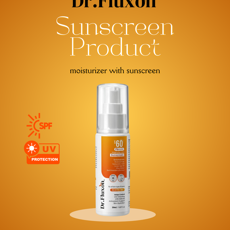Dr. Fluxon SPF 60 PA++++ Sunscreen Moisturizer - No White Cast, Lightweight & Hydrating with Hyaluronic Acid & Ceramides (50ml)
