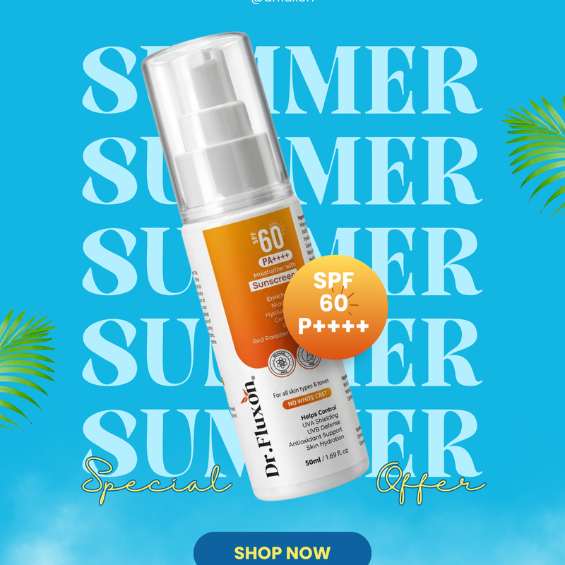 Dr. Fluxon SPF 60 PA++++ Sunscreen Moisturizer - No White Cast, Lightweight & Hydrating with Hyaluronic Acid & Ceramides (50ml)
