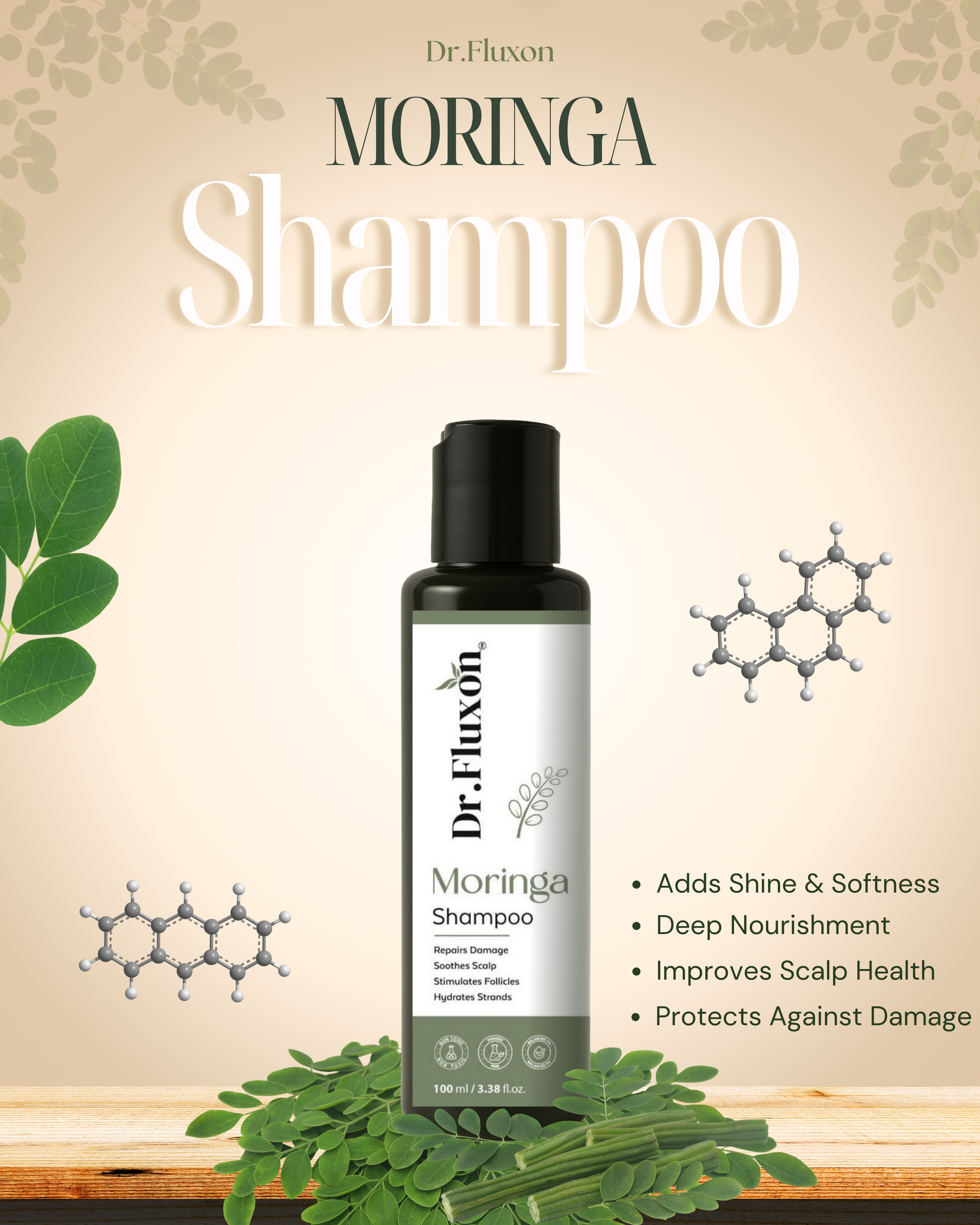 Dr. Fluxon Moringa Shampoo with Rosemary – For Hair Repair & Scalp Care