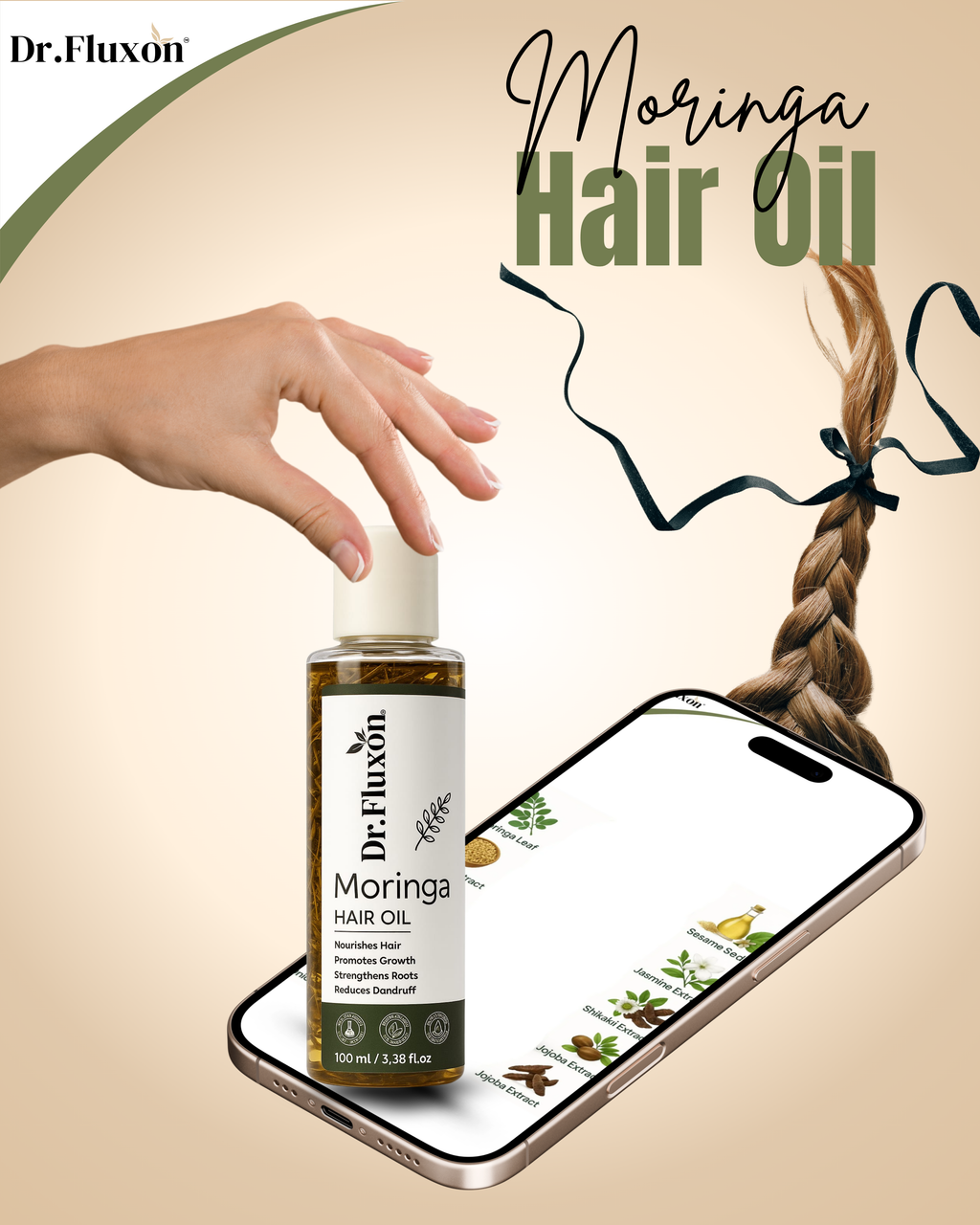 Dr. Fluxon Moringa Hair Oil – Natural Hair Growth & Nourishment