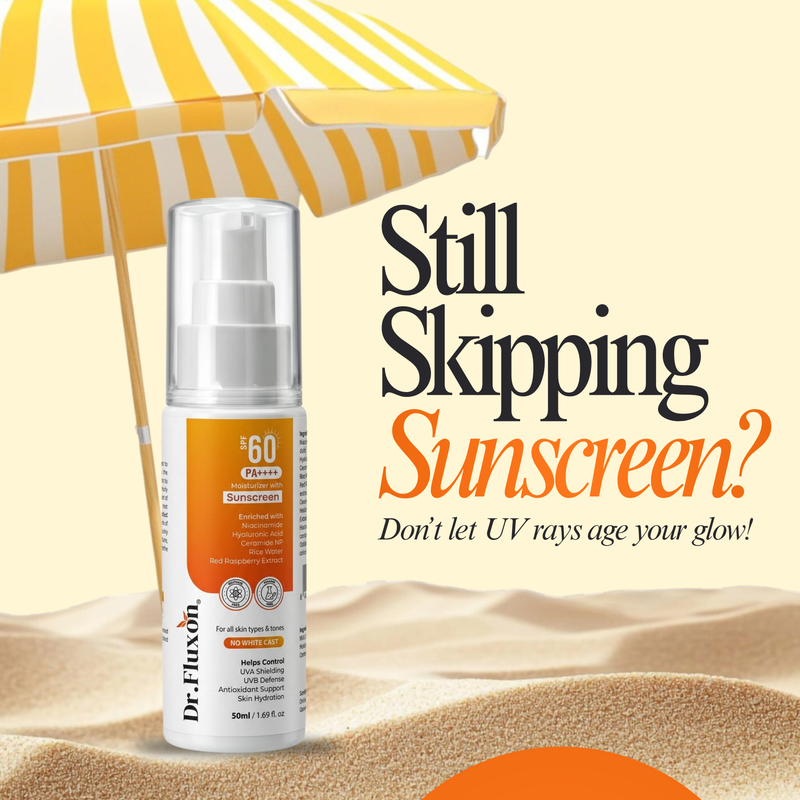 Dr. Fluxon SPF 60 PA++++ Sunscreen Moisturizer - No White Cast, Lightweight & Hydrating with Hyaluronic Acid & Ceramides (50ml)