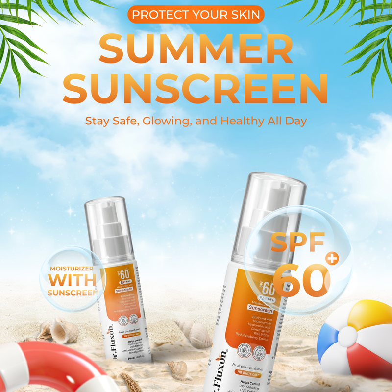 Dr. Fluxon SPF 60 PA++++ Sunscreen Moisturizer - No White Cast, Lightweight & Hydrating with Hyaluronic Acid & Ceramides (50ml)