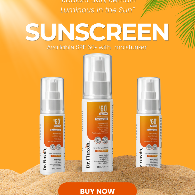 Dr. Fluxon SPF 60 PA++++ Sunscreen Moisturizer - No White Cast, Lightweight & Hydrating with Hyaluronic Acid & Ceramides (50ml)