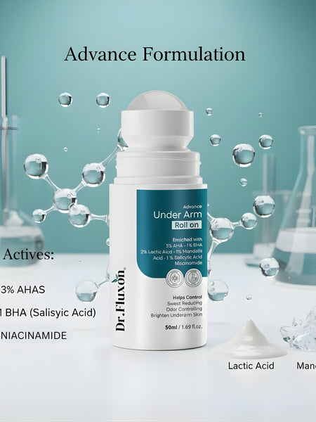 Dr. Fluxon Advance Under Arm Roll-on - 3% AHA & 1% BHA for Brightening & Odor Control (50ml)